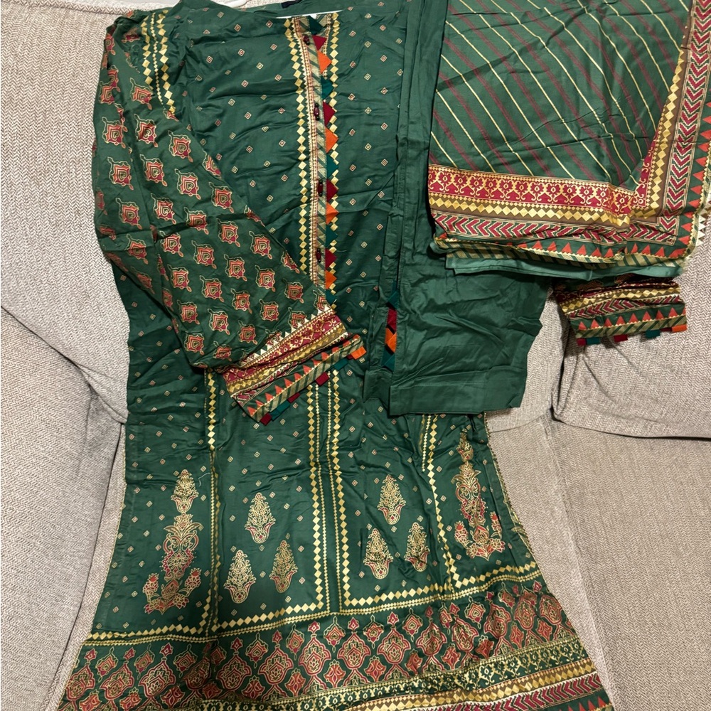 Green and Gold Traditional Outfit